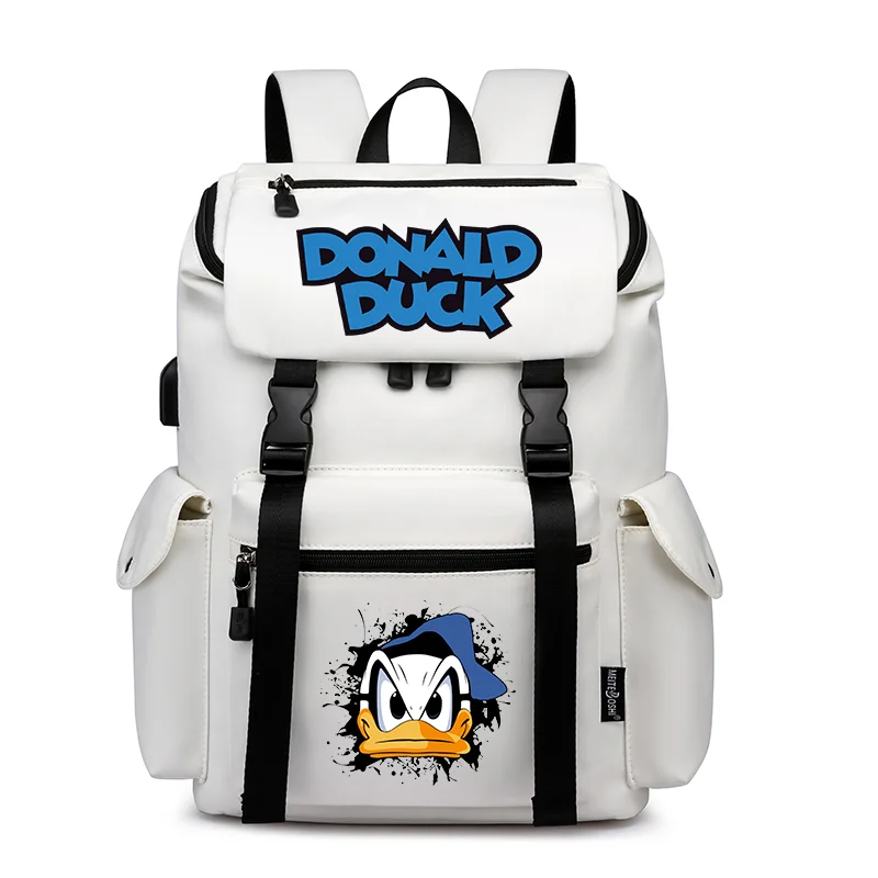 

Disney Donald Duck School Bag USB Charging Large Capacity Bookbags Teenager Women Men Waterproof Laptop Travel Daily Backpack