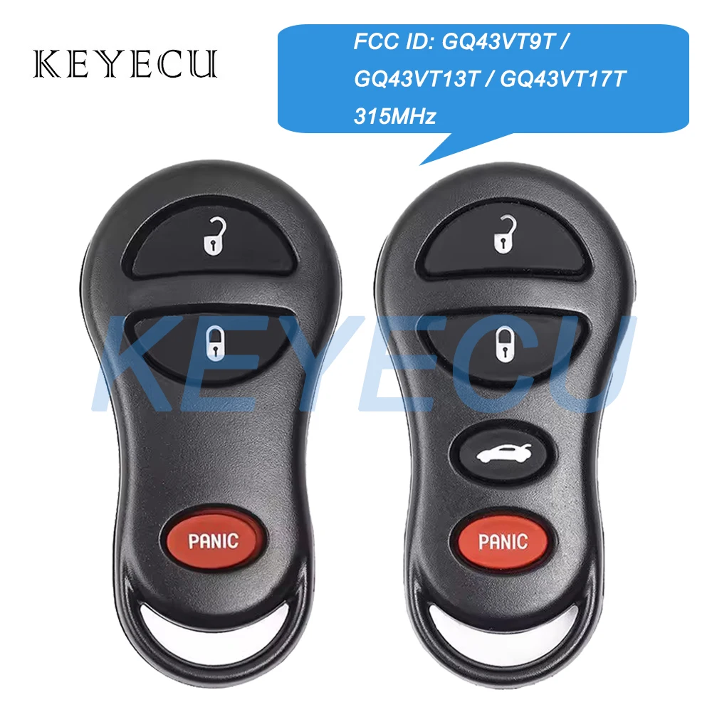 KEYECU GQ43VT9T GQ43VT13T GQ43VT17T 315MHz Remote Key Fob for Chrysler Voyager Cruiser for Dodge Ram Dakota for Jeep Cherokee