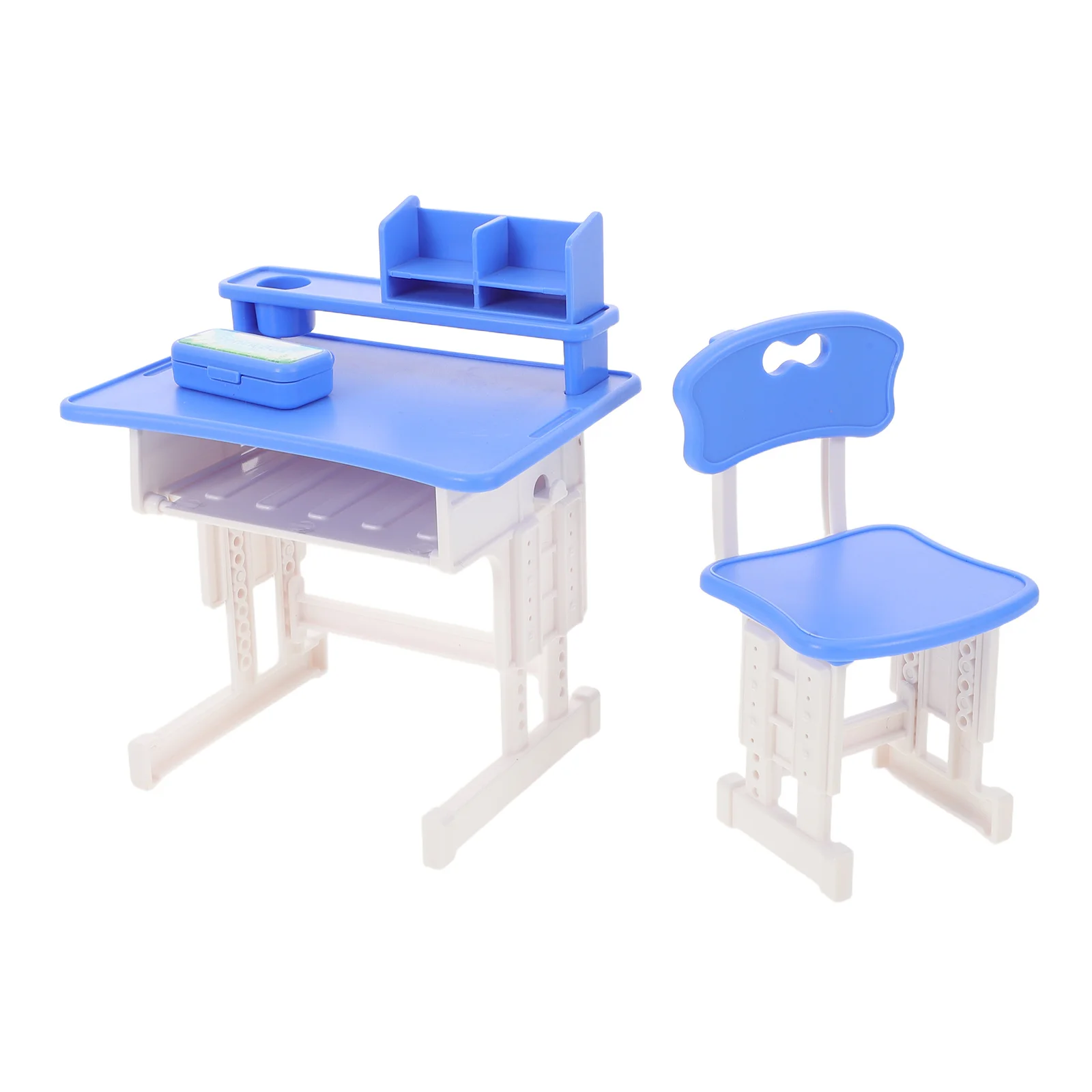 1Set Miniature School Desk Chair Set for Photography Props and Detailed Dollhouse Classroom Decor