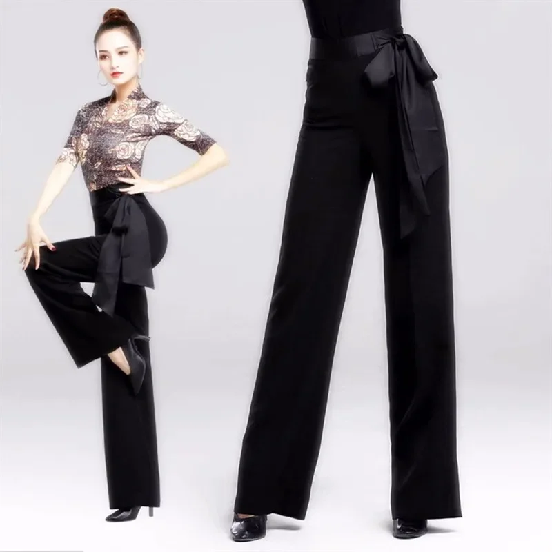 Trousers Black Trousers Dance Pants Standard Latin Dance Clothes For Women Men Practice High Waist Ballroom Dance Competition