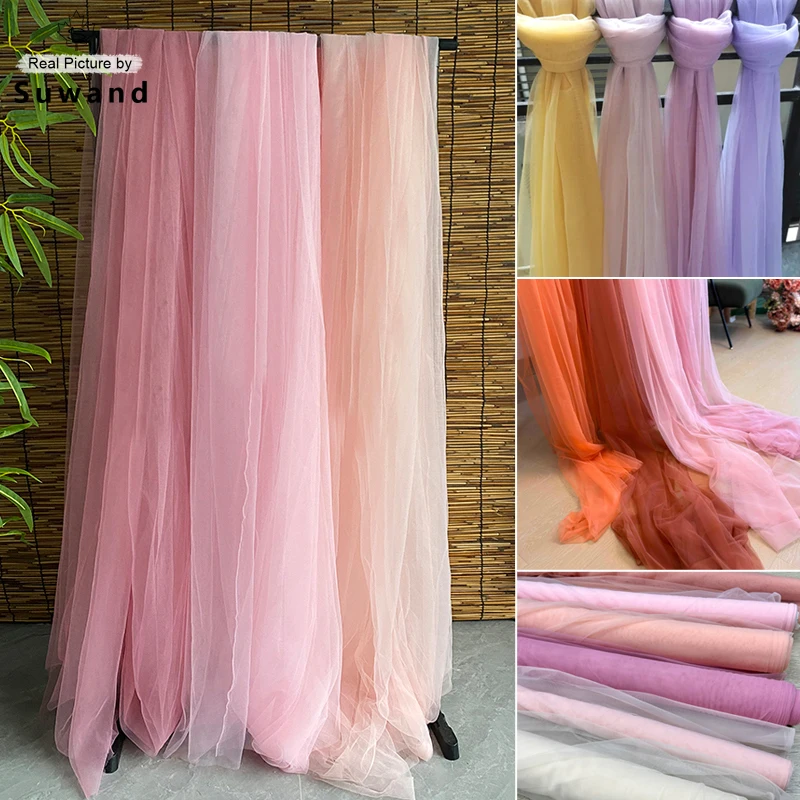 

Pink Blush Soft Tulle Fabrics Decoration Curtain Clothing Sewing Mesh Gauze Layout Chair Back Yarn Encryption DIY Material