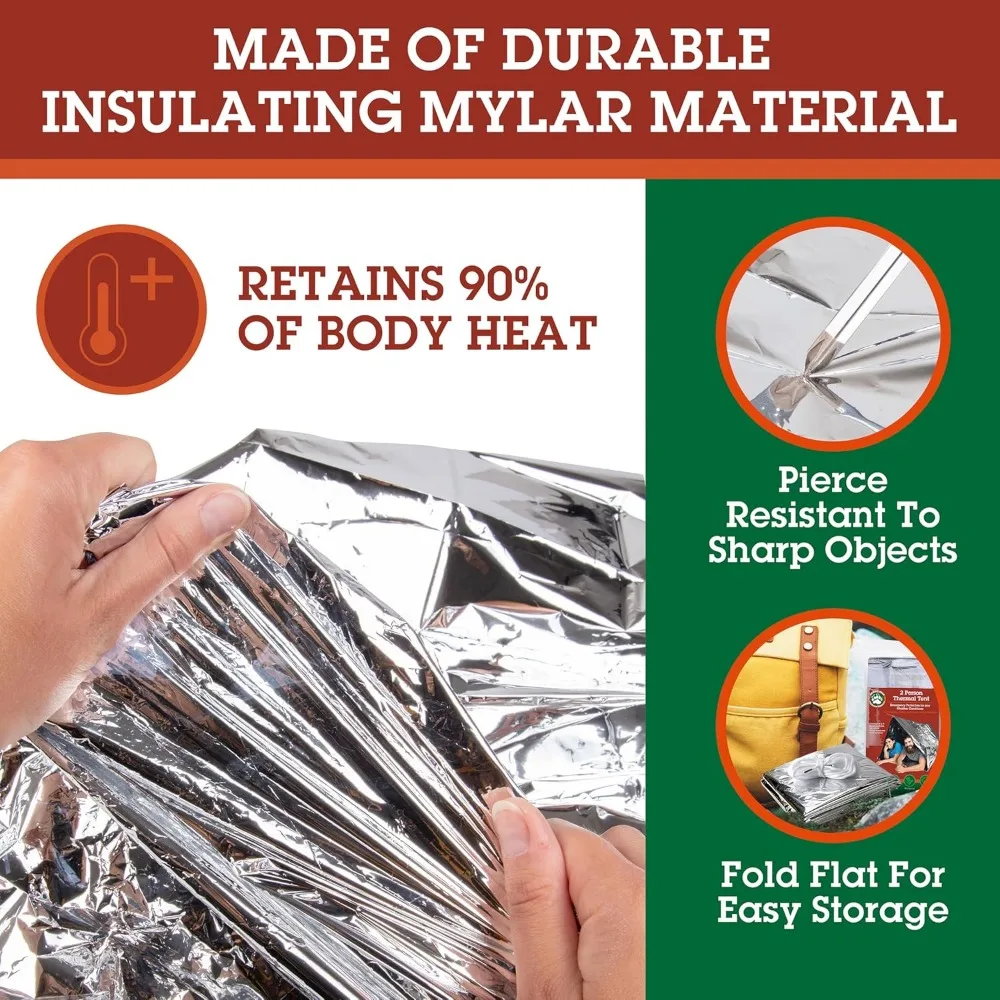 خيمة مايلر النجاة خفيفة الوزن للغاية ومقاومة للماء - حجم XL، الاحتفاظ بالحرارة المعزولة، مأوى أنبوبي مدمج #4