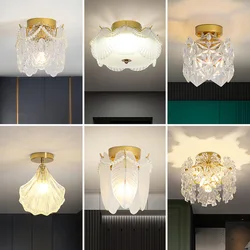 Crystal Pearl Aisle Lamp Corridor Modern Minimalist Balcony Glass Led Lighting Cloakroom Entrance Porch Small Ceiling Chandelier
