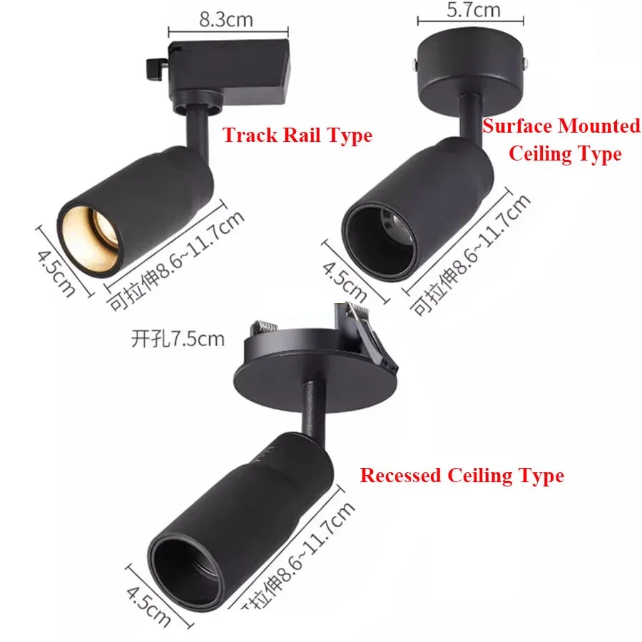 10W Zoomable LED Track Spotlight 8-60 Angle Focus LED Ceiling Spotlight LED Track Lighting for Shop Kitchen Scene Decor
