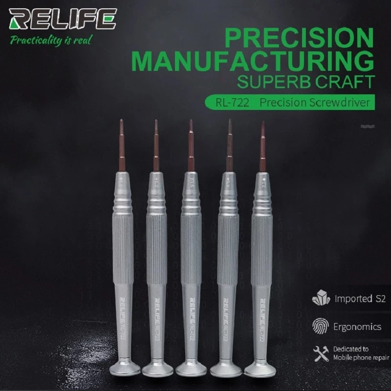 RELIFE RL-722 Precision Screwdriver Y0.6 T2 Plum Blossom 0.8 Cross 1.2 1.5 For IPHONE Android Mobile Phone Opening Tool