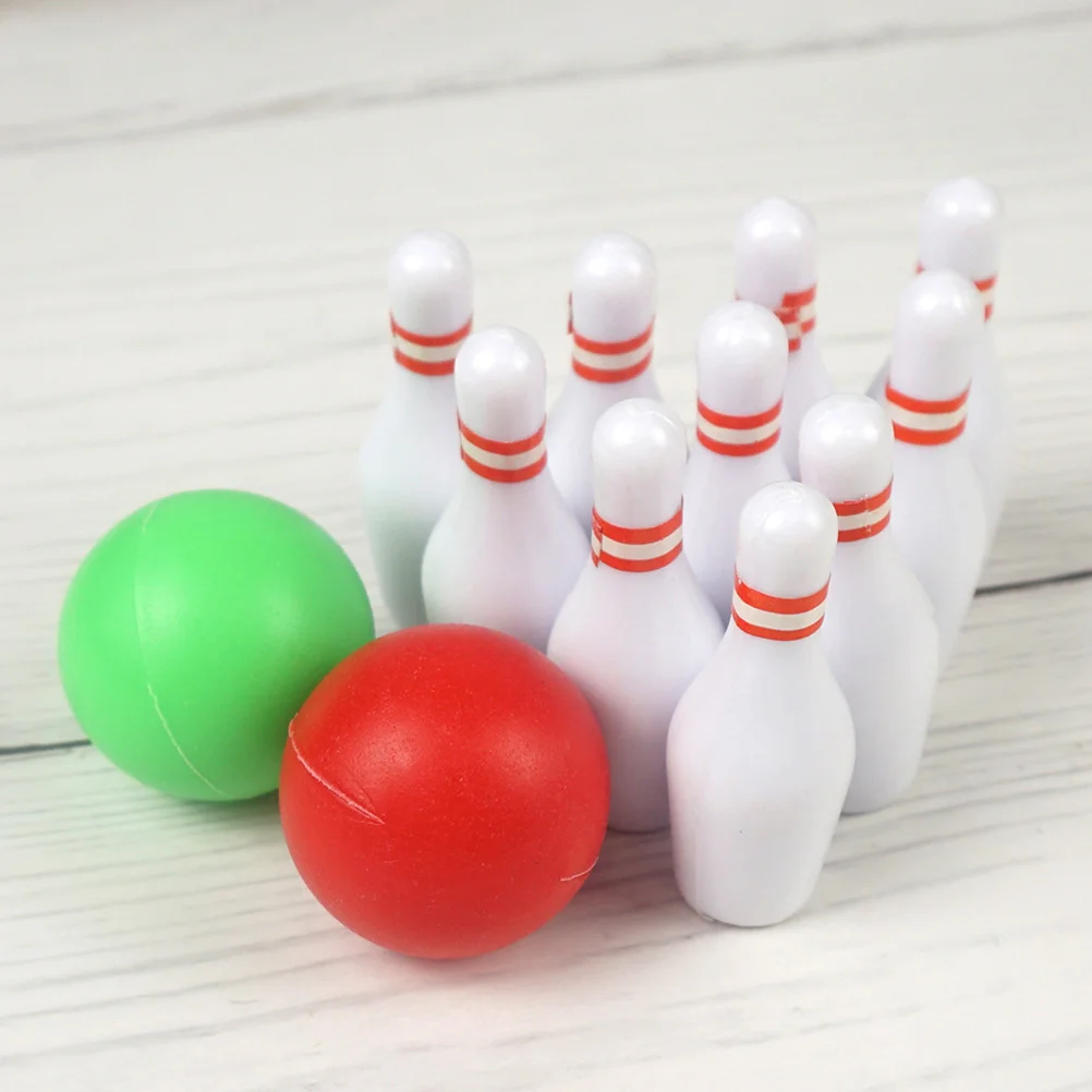 2 Sets Bowling Ball Model Simulated Balls Mini Decorate Miniature Plastic Small House Accessory Decoration