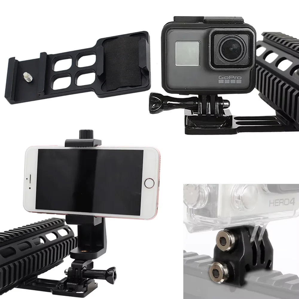 

Tactical 20mm Picatinny Rail Mount Phone Camera Holder For Iphone Cell Phones Gopro Sports Camera For Shotgun Hunting Airsoft