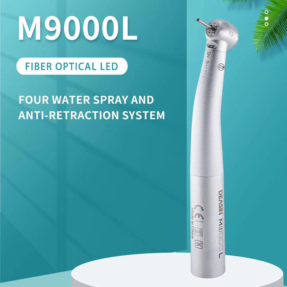 

Dental LED High Speed Handpiece DEASIN M9000L Fiber Optic Torque Head Air Turbine Ceramic Bearing Dentist Tool For KAVO coupler