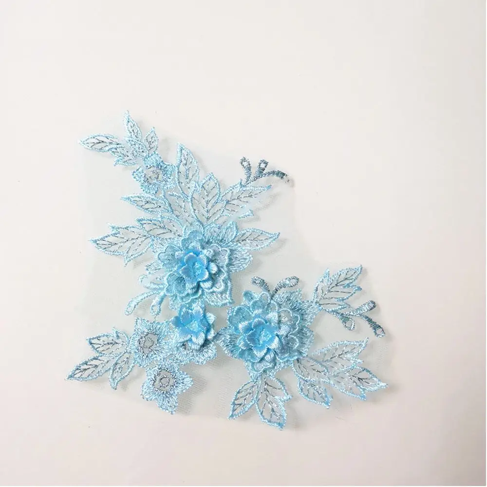 scrapbooking DIY Blossom Tulle Lace Flower Motif Embroidery 3D Trims Bridal Applique