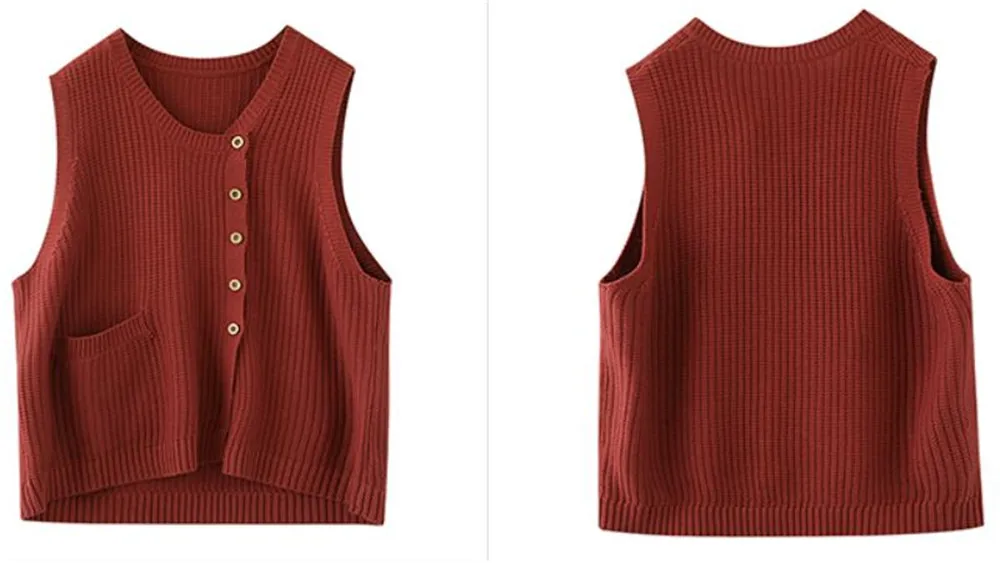 Spring Autumn 2024 Ladies knitting Sweater Vest Jacket Loose Sleeveless Women\'s Waistcoat  Fashion Female Pullover Clothing Tops