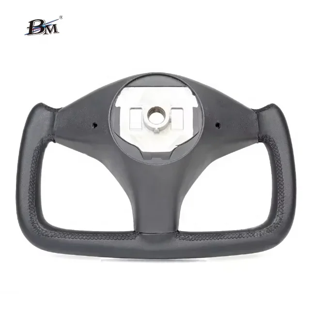 2012 to 2022 Black Leather Yoke Sports Steering Wheels For Teslas  Model S/X Interior Accessories For Carss  Customize