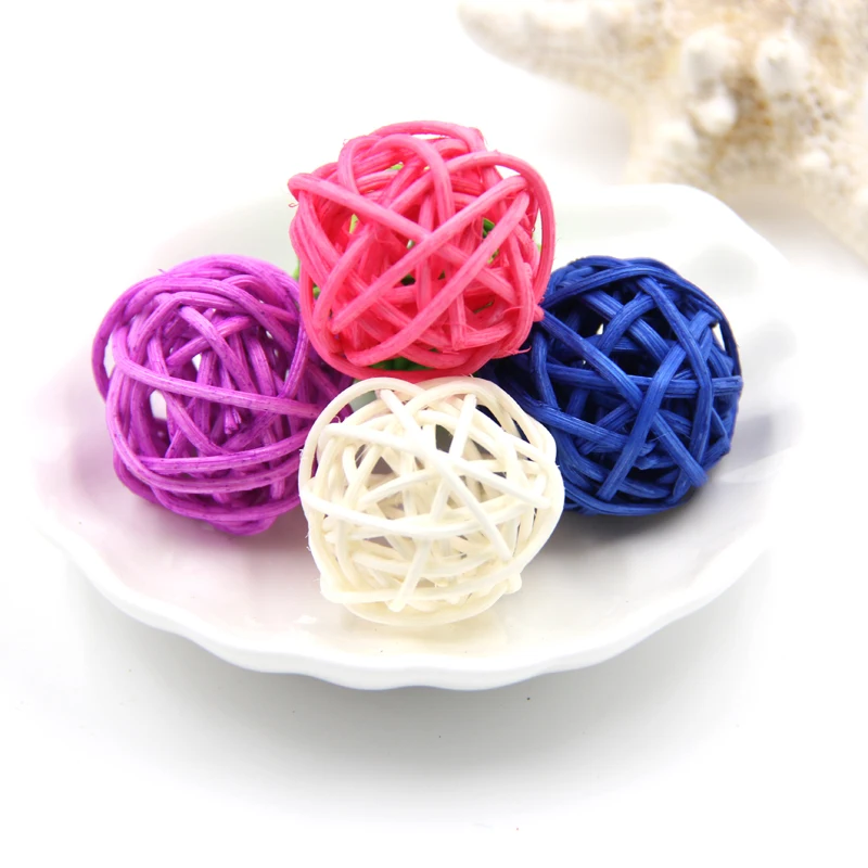 Multicolor Rattan Ball para DIY, Sepak Takraw Balls, Enfeites para casa, Natal, Aniversário, Decorações de Casamento, Brinquedos Infantis, 3cm, 50Pcs