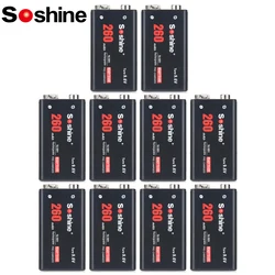 Soshine 260mAh 9V 6F22 Rechargeable Battery 9V 260mAh Ni-MH Batteries for Microphones Remote Controls Building Alarms Monitoring