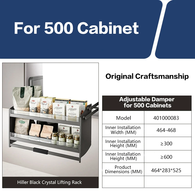 Heavy Duty Kitchen Under Cabinet Pull Down Lift Up Double Layer Spice Rack And Basket Organizer With Black Crystal Coating