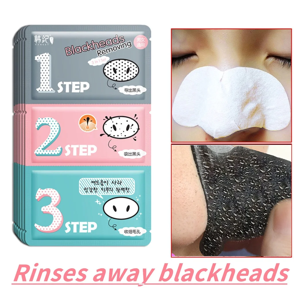 New Fashion 3 Step Kit Black Facial Skin Care Head Massage Clean Blackheads Remove Beautician Holika Pig Nose Acne Mask Stickers