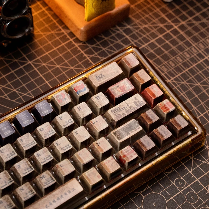 Oude Shanghai Keycap Set PBT Cherry Profile Aangepaste 145-toetsen Metalen textuur Chinese stijl punt Keycaps voor mechanisch toetsenbord
