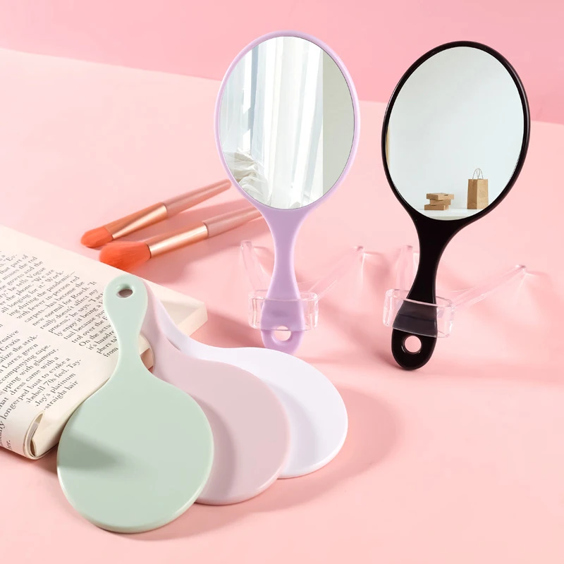 Fashion Handheld Makeup Mirror Round Makeup Mirror With Handle Small Mirror SPA Salon Compact Cosmetic Mirrors For Women Travel