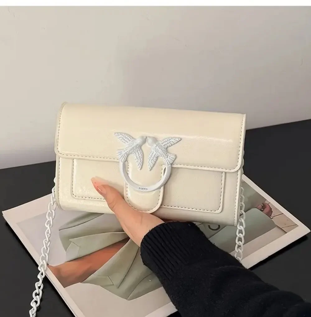 2026 Ölwachs-Leder Umhängetasche mit Kette - Luxuriöser Schlanker Quadratischer Stil für Smartphones und Abendveranstaltungen – Detail 12