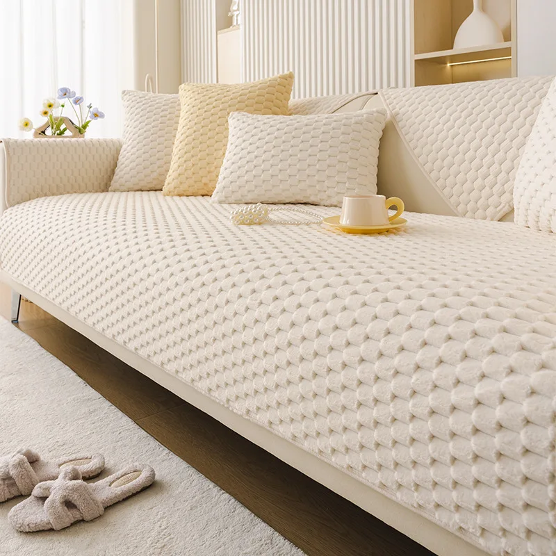 Simple Tortoise Velvet Warm Sofa Cover High-Quality Autumn Winter Couch Seat Cushion Comfort Armchair Protector for Living Room