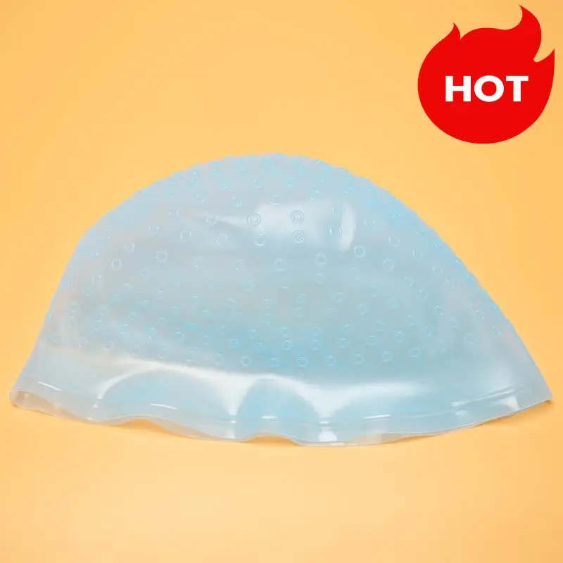 A01V-Reusable Salon Highlighting Dye Hair Coloring Frosting Cap With Metal Hook Blue