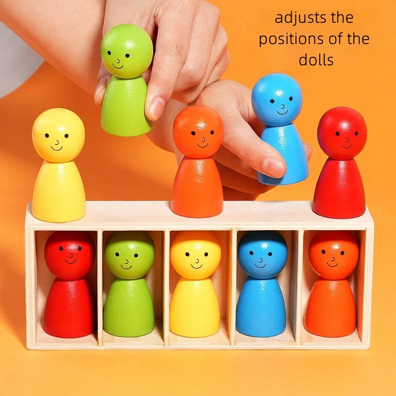 A Set Includes a Wooden Box, 10Pcs Colorful Dolls, Colorful Game, Educational Desktop Toys for Home Entertainment and Learning, Ideal Gift for Thanksgiving, Birthdays, Easter, Young Educational Toys