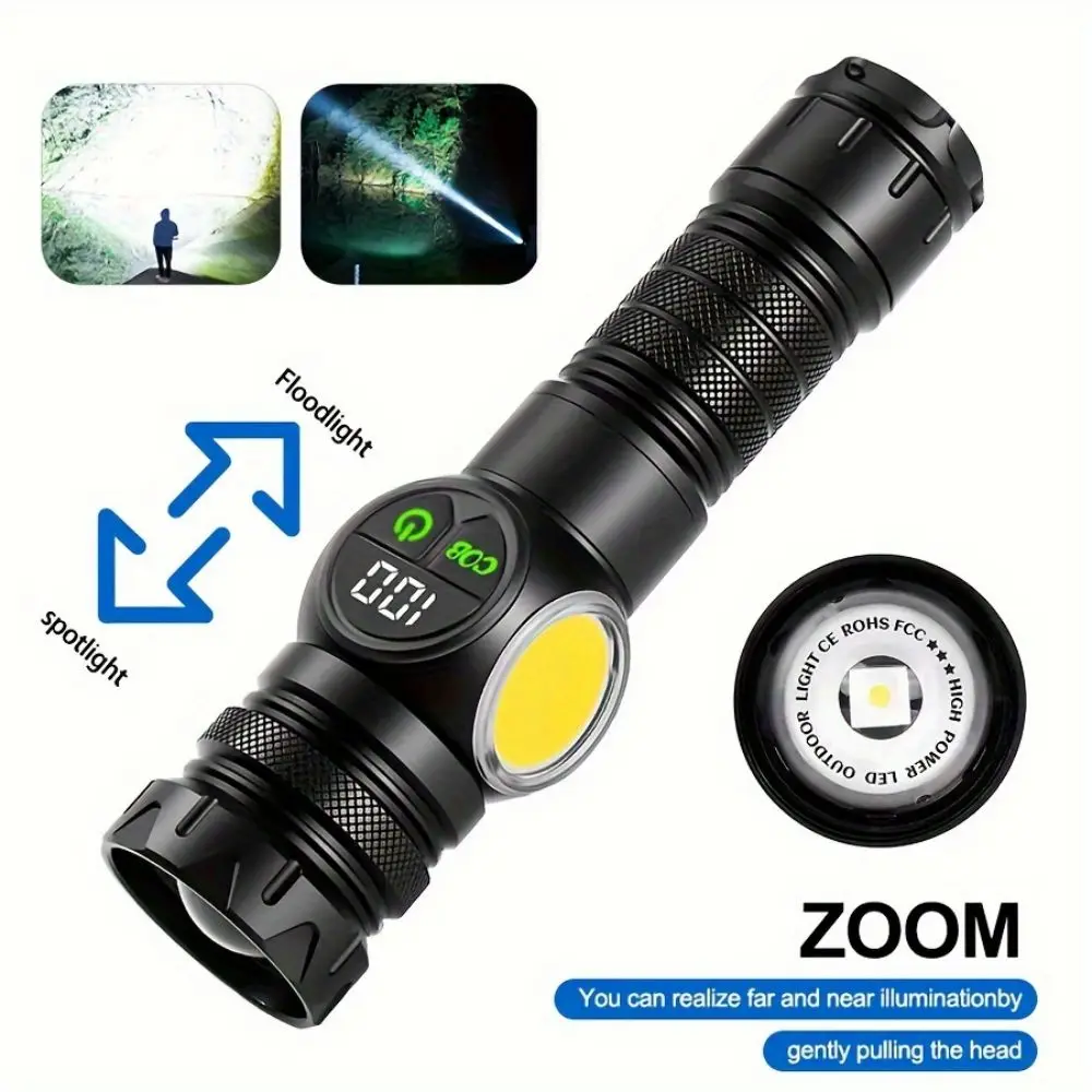 High Power LED Tactical Flashlight Ultra Bright White Laser Zoom Torch Usb Rechargeable Outdoor Camping Emergency Magnet Lantern