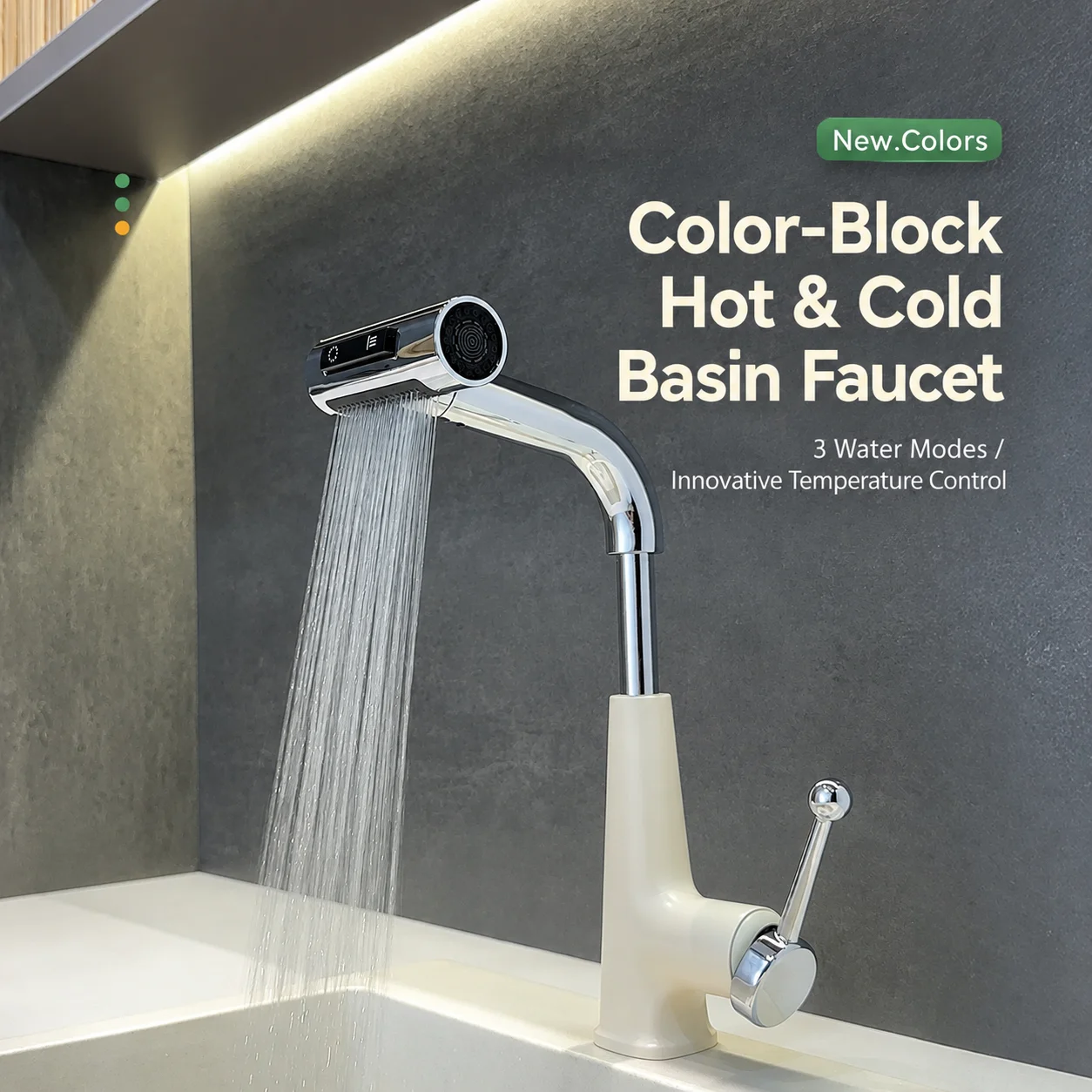 Rainfall Pull Out Bathroom Faucet Lift Up Swivel Basin Mixer Tap Dopamine Color Block Ceramic Cartridge Hot Cold Sink Faucets