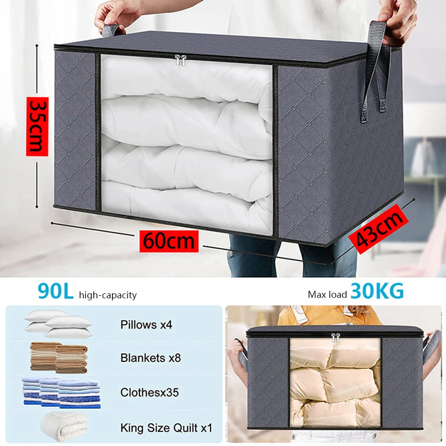 New fabric thickened non-woven fabric portable reinforced household foldable storage basket large capacity clothes quilt storage