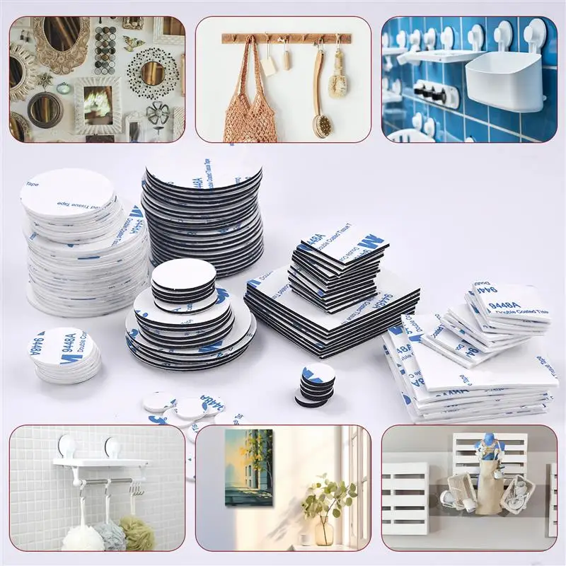 30PCS Double-Sided Adhesive Foam Tape High Viscosity Die Waterproof Foam Tape Circular Square Strong  Adhesive Tape