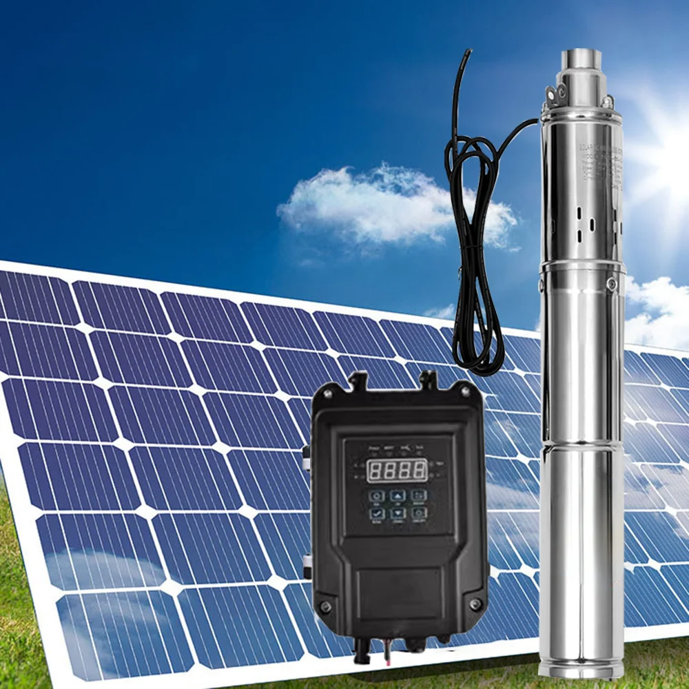 1000W Submersible Solar Water Pump Deep Well Altitude 160M Flow 2T/ Hour With Controller Solar Water Pump for Bore Hole