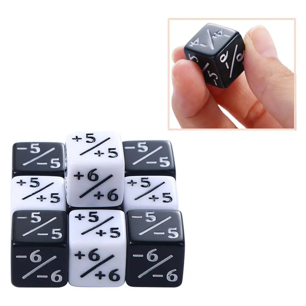 16mm Desktop Game Positive +1/+1 Negative -1/-1 Entertainment Playing Games 6 Sided Dice Dice Counters Game Toys Plus minus dic