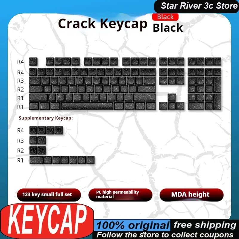 

LEOBOG Cracked Keycap Mechanical keyboard accessories 123keys Side Engraved Translucent Customized Gaming Keyboard Keycaps