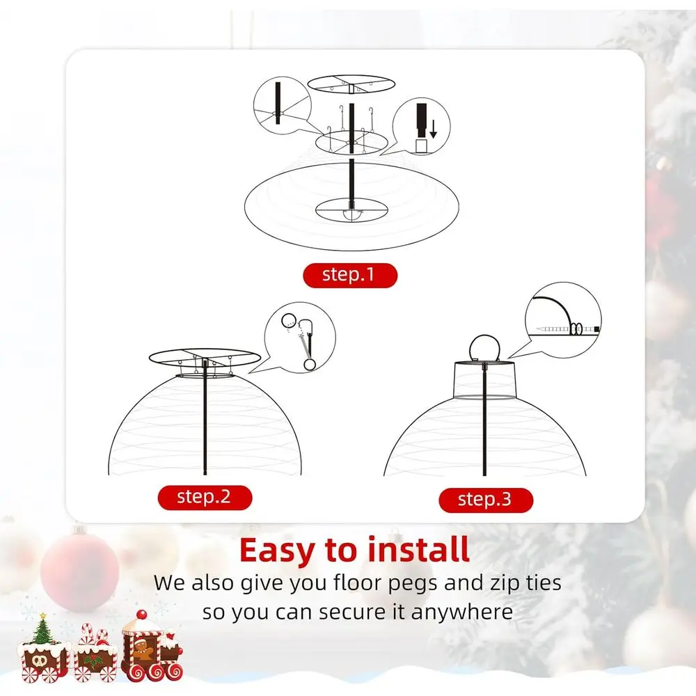 مجموعة زينة عيد الميلاد الخارجية المضيئة مع 290 مصباح LED، 8 أوضاع، لديكور الفناء - أحمر/أخضر/ذهبي #6