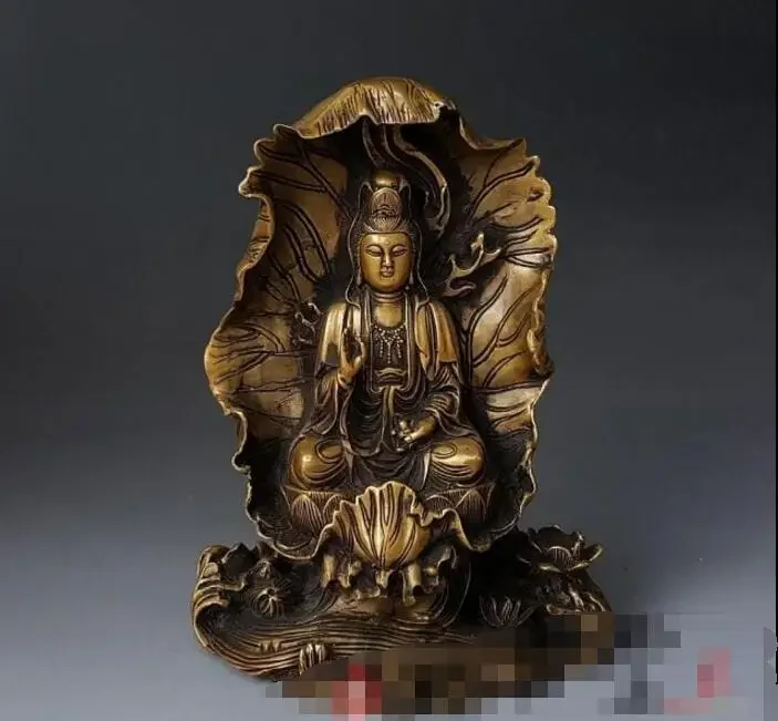 Pure copper A Buddism godness Guanyin Ornament Large number Lotus  Guanyin Buddha statue