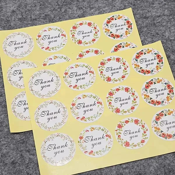 100pcs/lot Dia 3.5cm Lovely Thank You Stickers Paper Gift Seal Sticker Handmade Packing Label Stationery Supplies (SS-1646)