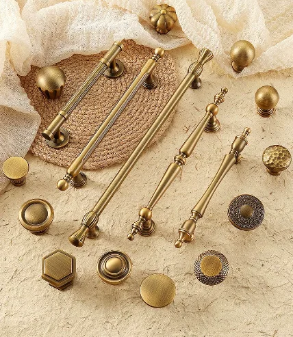 French-bronze solid handle vintage wardrobe/cabinet door handles small single-hole drawer pull medieval-style furniture hardware