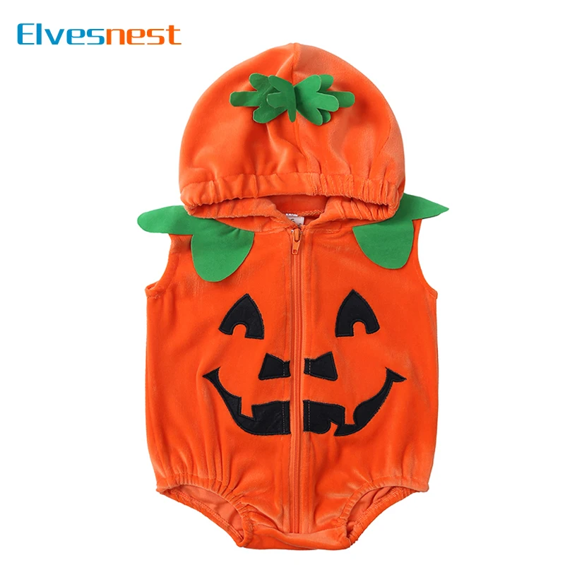 

2025 Bodysuit for Newborns Sleeveless Baby Clothes Halloween Bodysuit Fashion Baby Pumpkin Clothing Boys Bodysuits 0-24 Months