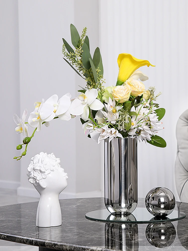Nordic Modern Sliver Vase Metal Stainless Steel Dried Flowers Luxury Stand for Flowers Home Design Living Room Decoration Gift