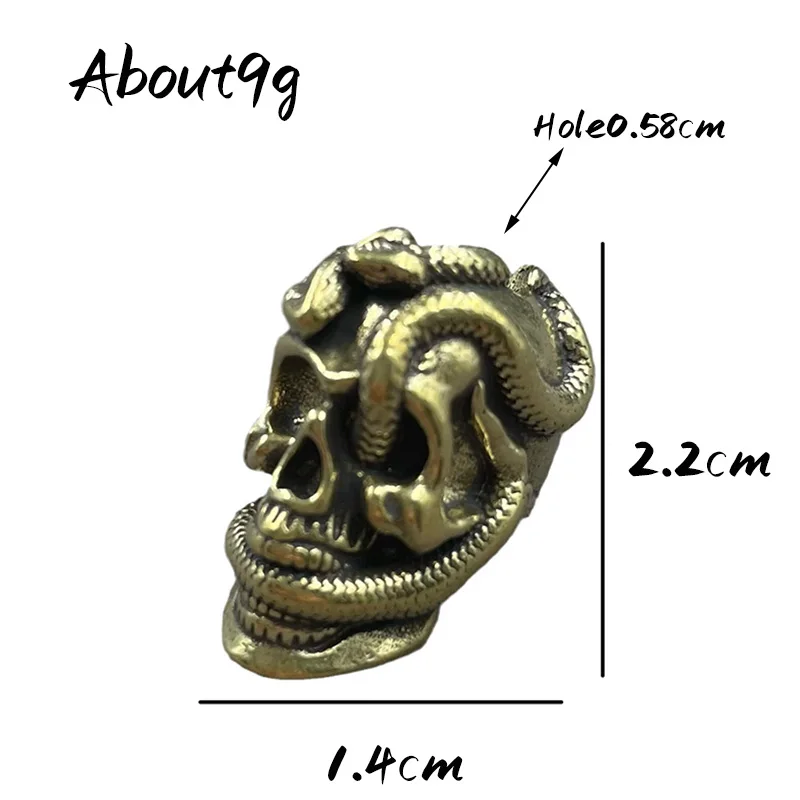 Double Snake Skull Head Brass Knife Bead EDC Outdoor DIY Paracord Accessories Woven Lanyard Pendant Jewelry Punk Bracelet Charms