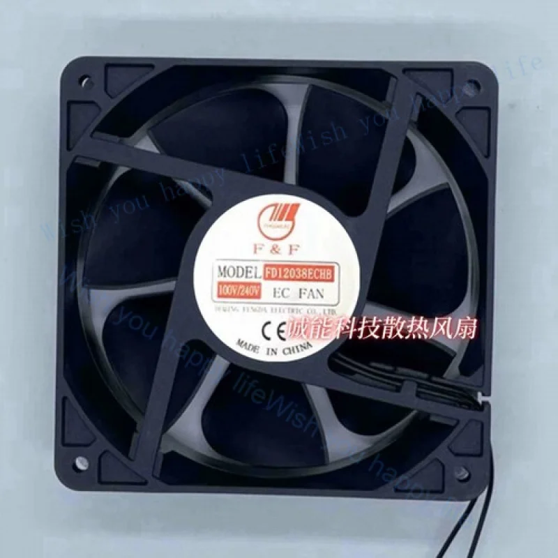

V+ FOR F&F Fan FD12038ECHB 12cm 12038 EC fan 100/240V 2 wire cooling fan