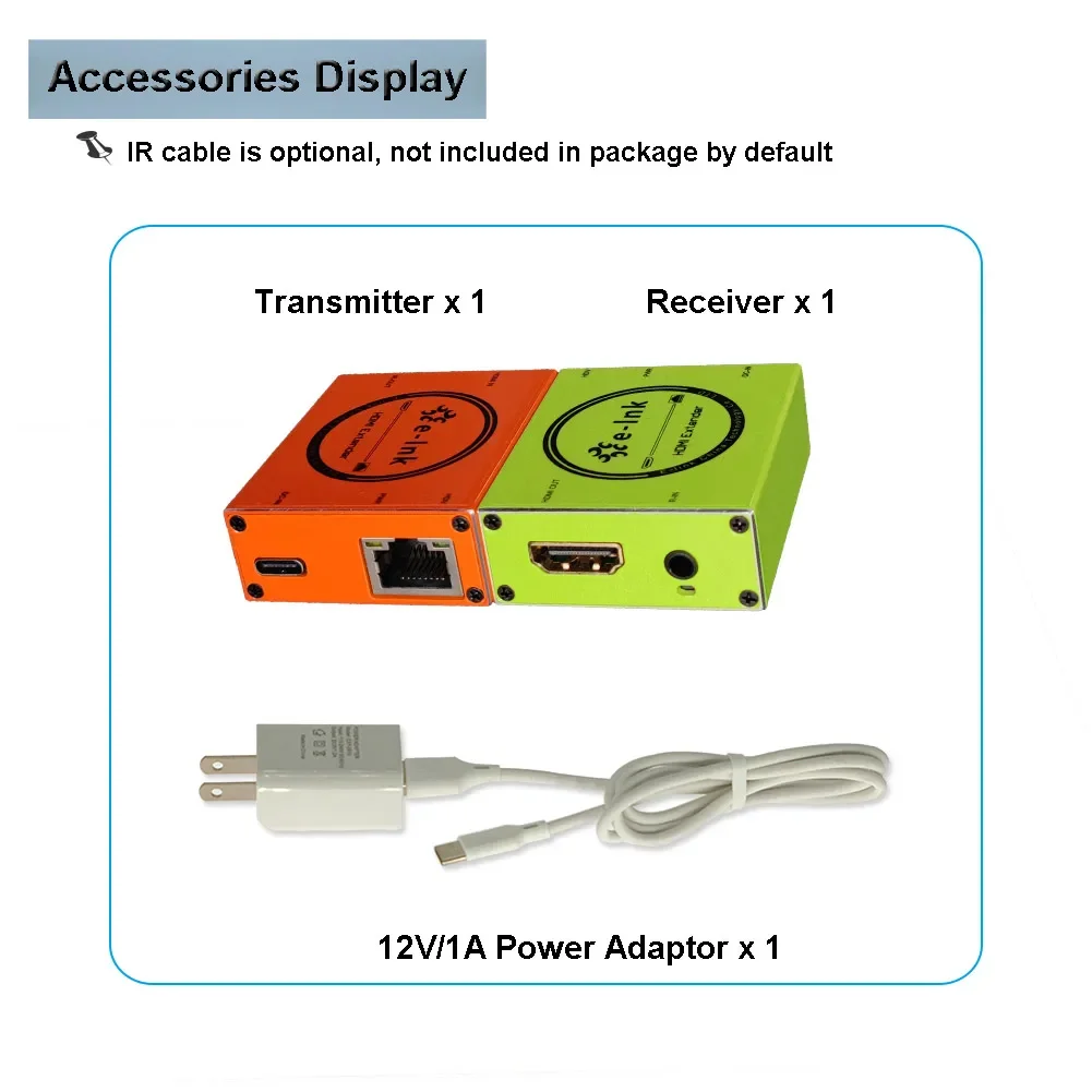1080P HDMI Over CAT5/CAT6 Extender with IR Remote Control 50m USB-C Power Input