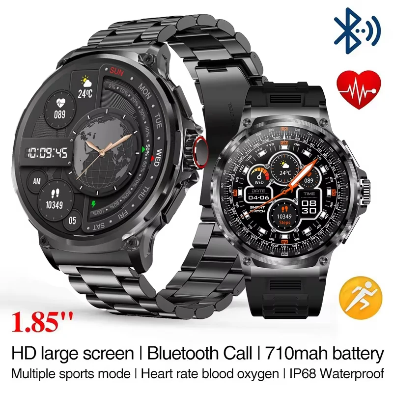 

2025 New V69 1.85 Inch HD Bluetooth Call Smart Watch Men Sports Fitness Tracker Heart Monitor 710mAh Smartwatch For Android&IOS