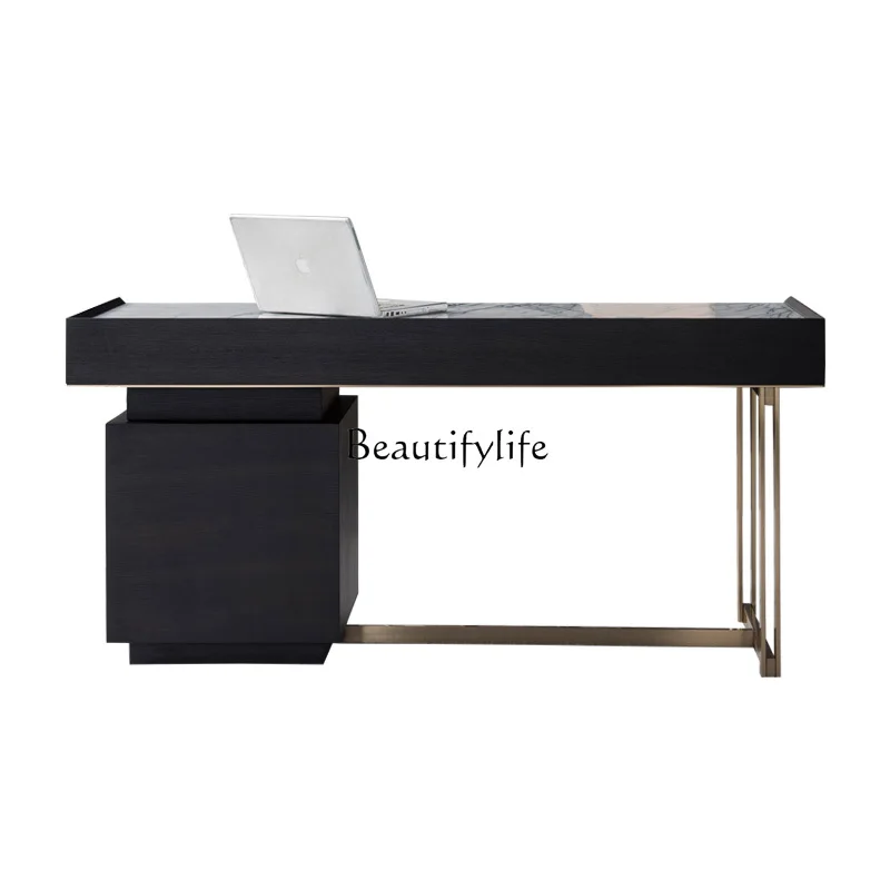 

Italian minimalist marble surface combination desk modern light luxury study desk