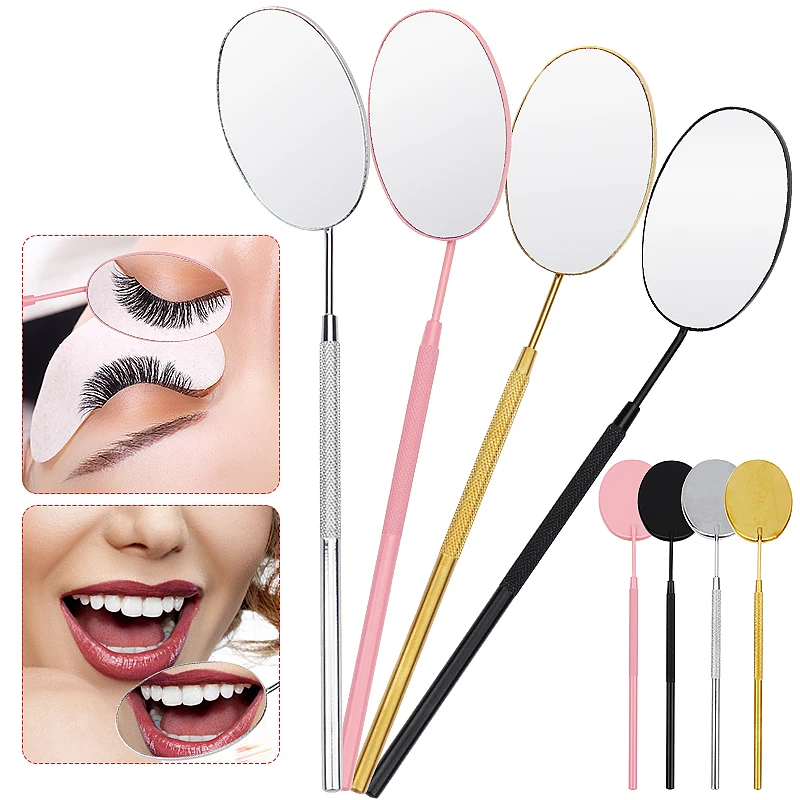 1pc Edelstahl Wimpern Überprüfung Spiegel Oval Lash Lifting Tech Werkzeug Tragbare Hand Make-Up Spiegel Wimpern Verlängerung Liefert – Detail 6