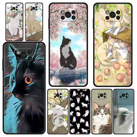 Fashion Lovely Cats Phone Case For Xiaomi Poco X3 NFC M3 F3 F4 M4 X4 Mi Note 12T 12 Pro 10 11 Lite 10T 5G 11T 9T 11i Soft Cover