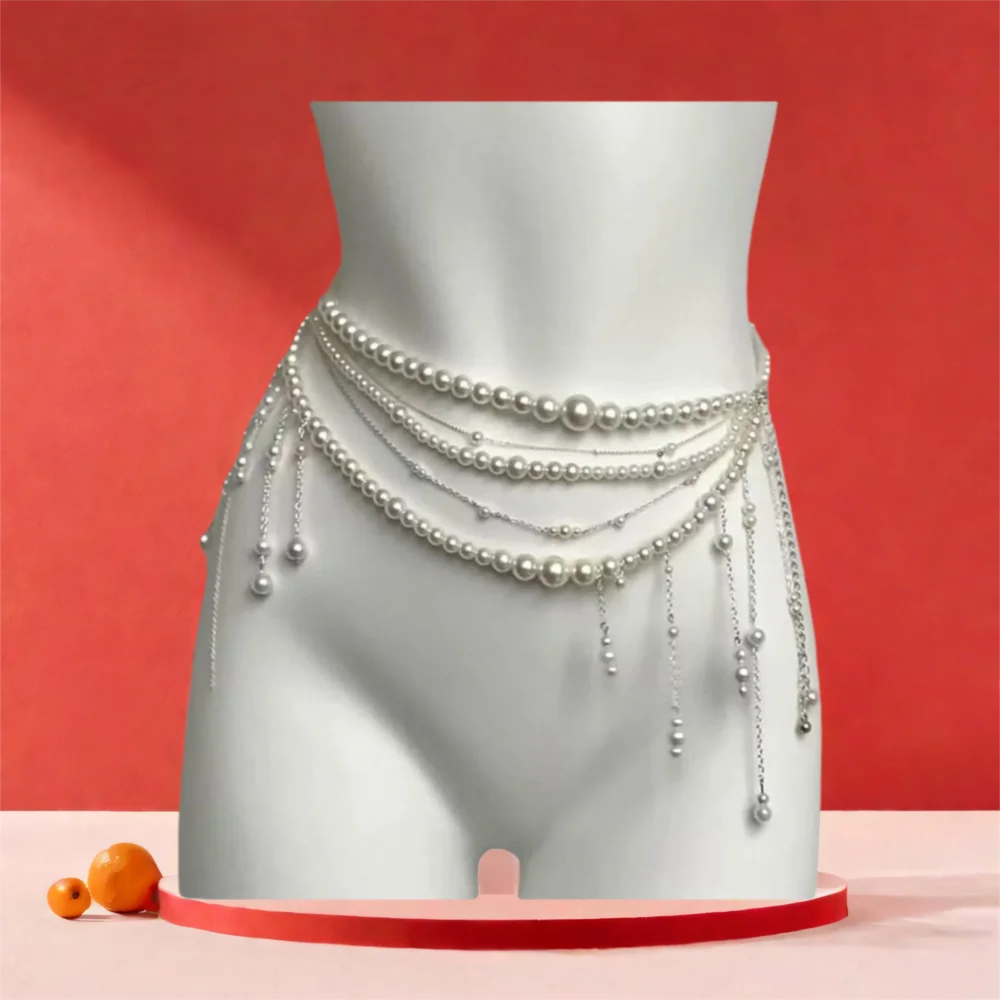 أزياء المرأة لؤلؤة الخصر سلاسل الأزهار البطن سلسلة الورك سلسلة أنيقة الجسم مجوهرات تنوعا الخصر التبعي #1