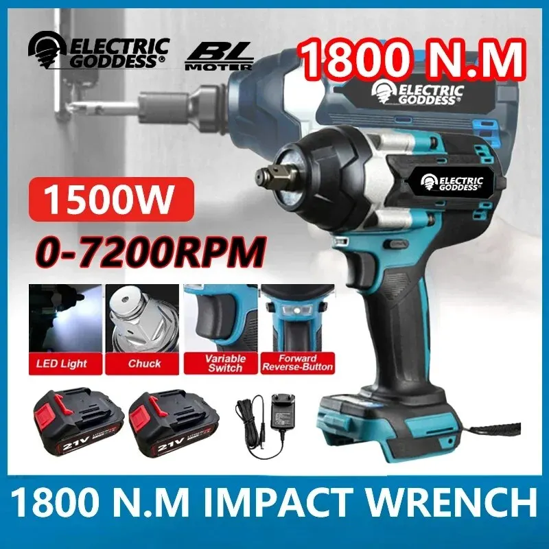 1800N.m DTW700 High Torque Brushless Electric Impact Wrench Rechargeable Wrench Cordless For Makita 18v Battery