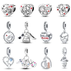 925 Silver Color Love Mother's Day Collection Charms Beads For Mom Fit 3mm 925 Original Bracelets DIY Jewelry Birthday Gifts