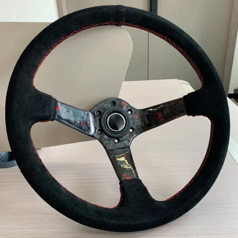 New Suede Forged Red Carbon Fiber Deep Wheel High-quality Modified Steering Wheel