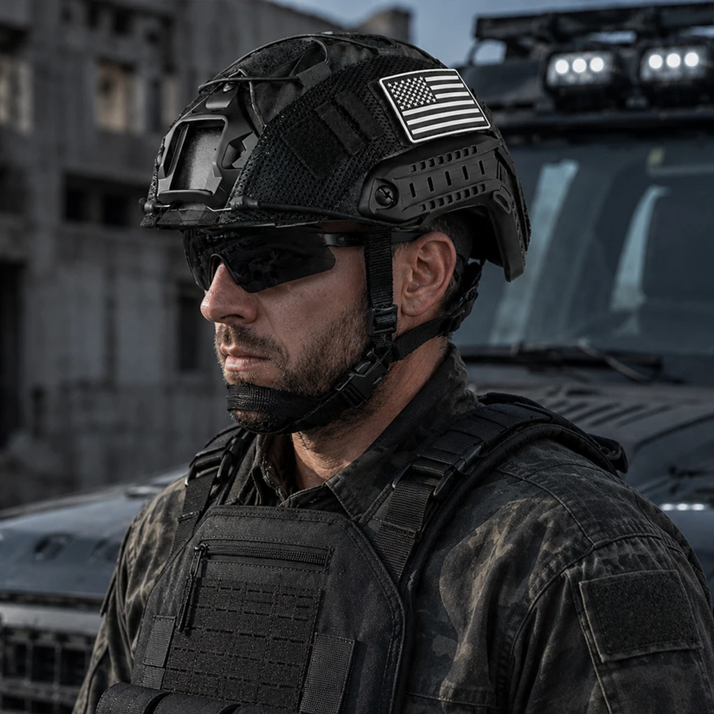 casco-tattico-fast-pj-con-copricasco-e-imbottiture-per-airsoft-paintball-addestramento-e-protezione-in-abs-con-patch-magici